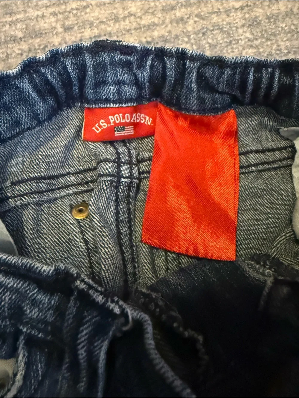 U.S. Polo Assn. Dark Blue Denim Jeans with Pink Plaid Cuffs